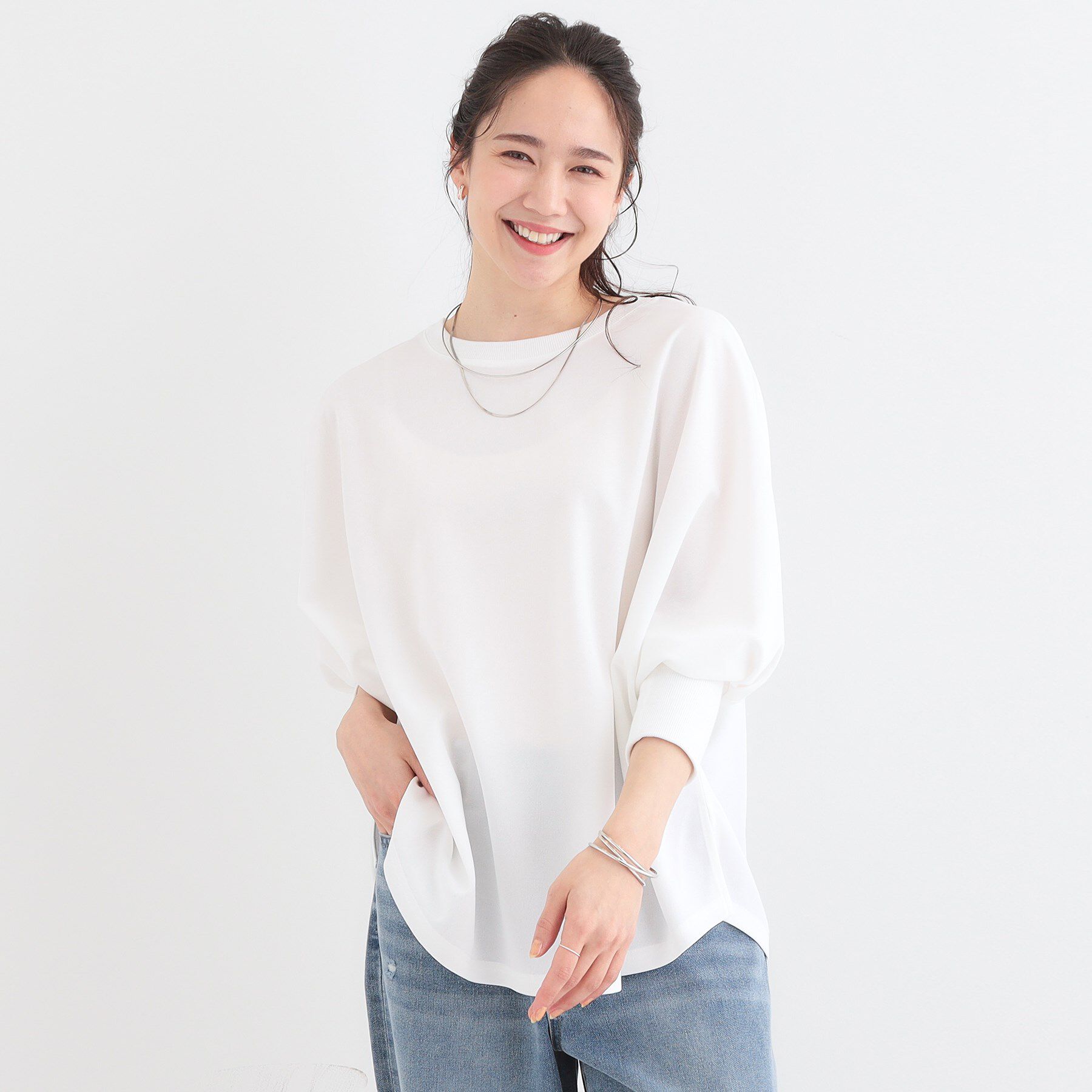 SHOO･LA･RUE「【洗える/S-LL】体型カバーにも ゆるりと着られる ドルマントップス」|Tシャツ・カットソー|