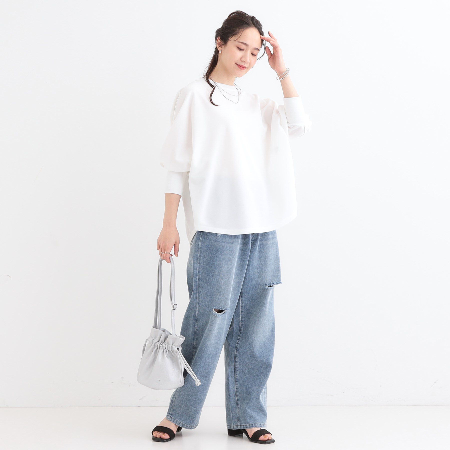 SHOO･LA･RUE「【洗える/S-LL】体型カバーにも ゆるりと着られる ドルマントップス」|Tシャツ・カットソー|