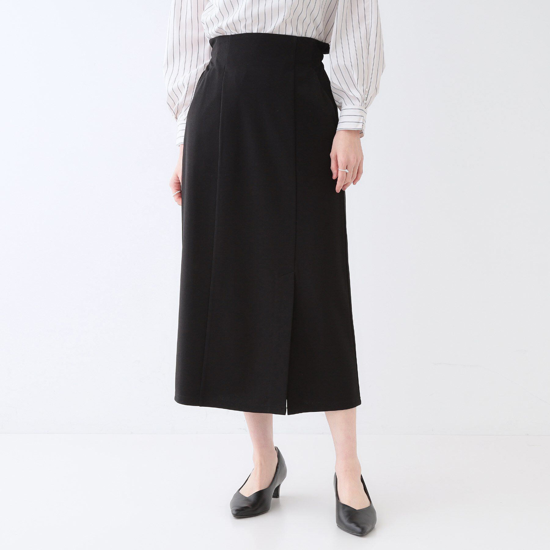 SHOO･LA･RUE「【洗える】洗濯後しわになりにくい カットジョーゼット ナロースカート」|スカート|