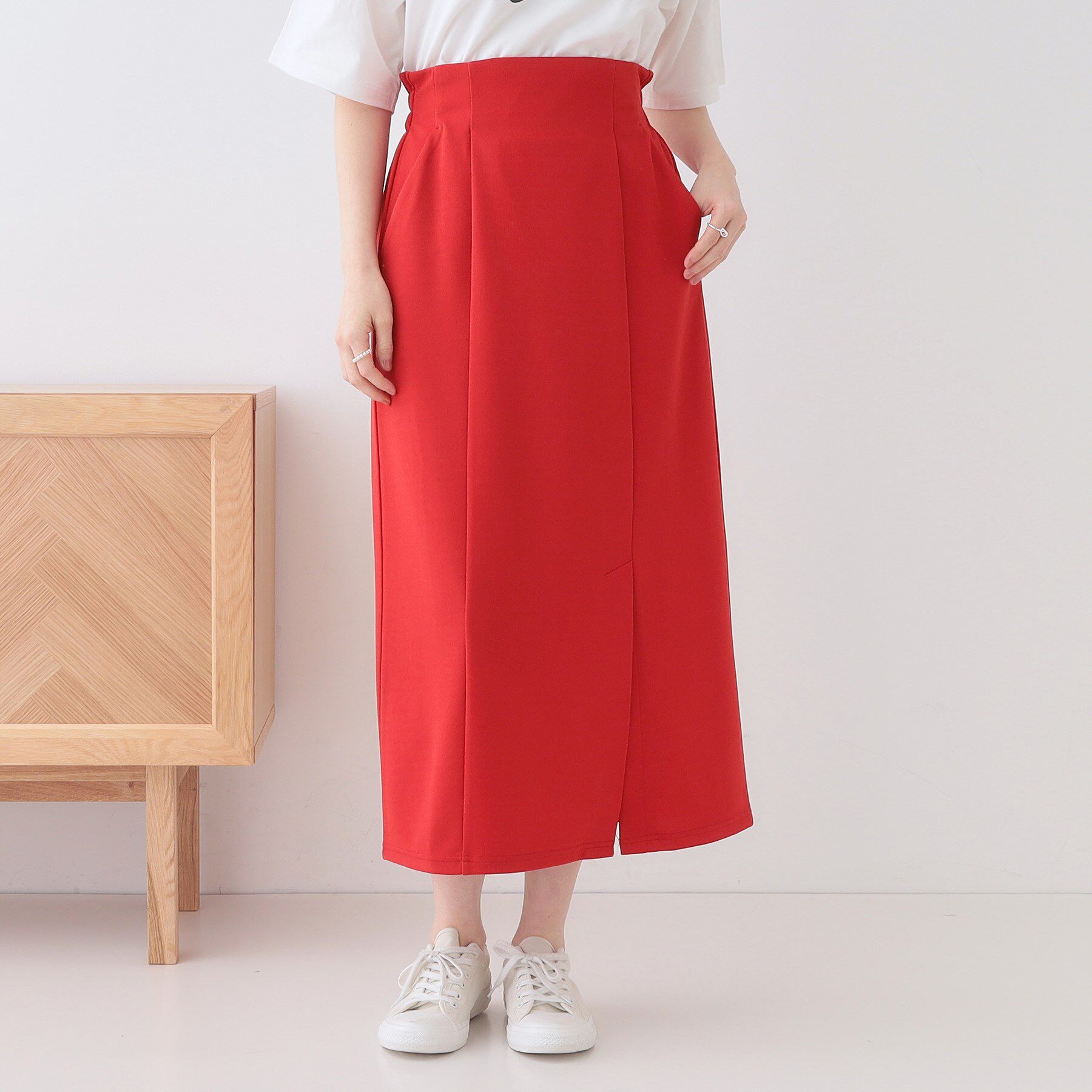 SHOO･LA･RUE「【洗える】洗濯後しわになりにくい カットジョーゼット ナロースカート」|スカート|