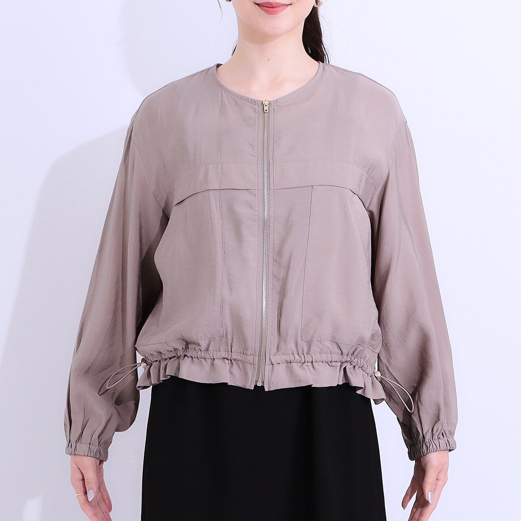 SHOO･LA･RUE「【S-LL】大人のシアー感が魅力 ドロストブルゾン」|ブルゾン・スタジャン|