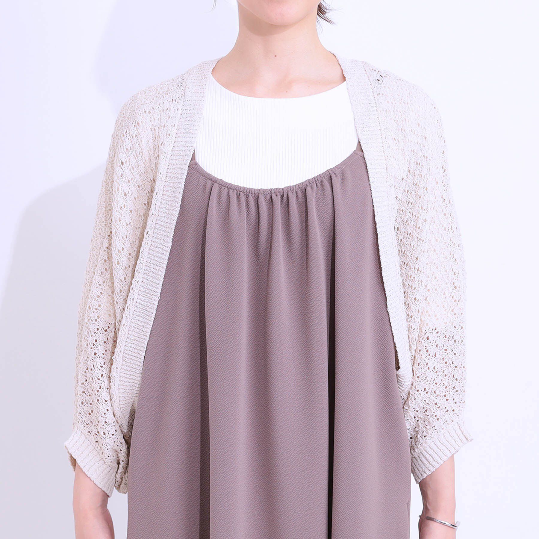 SHOO･LA･RUE「リネンライク 透かし編みボレロカーディガン」|カーディガン|