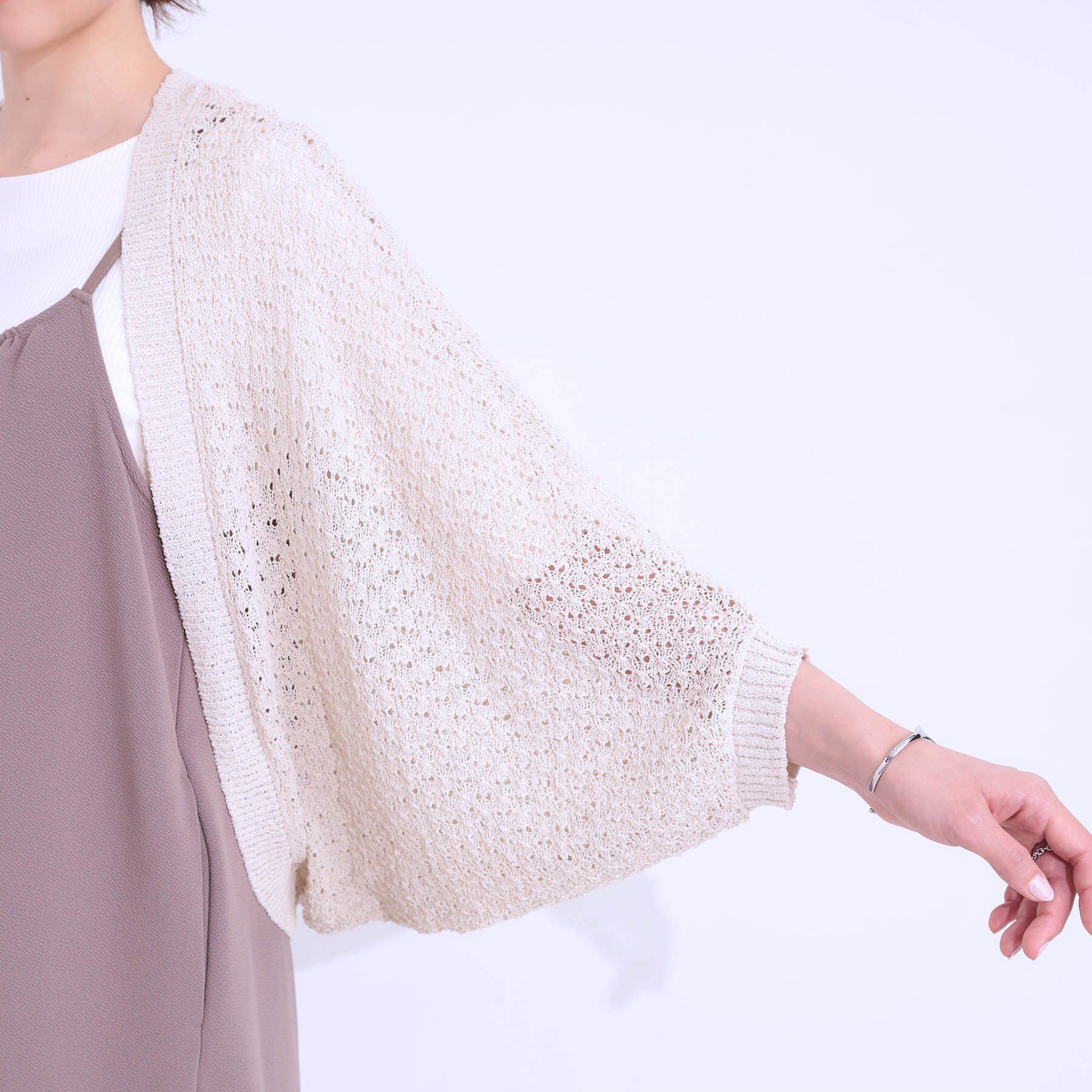 SHOO･LA･RUE「リネンライク 透かし編みボレロカーディガン」|カーディガン|