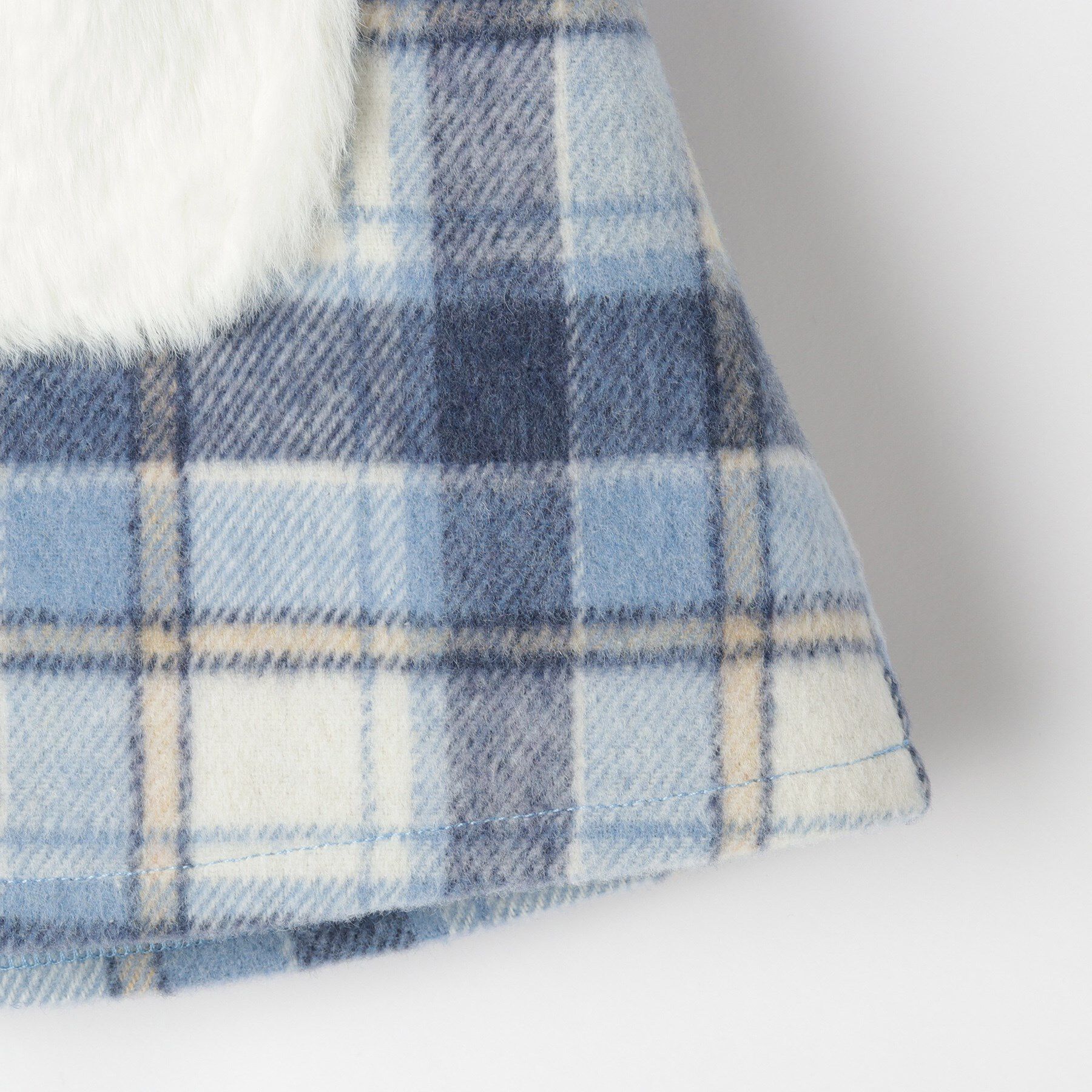 SHOO･LA･RUE「【100-150cm】フェイクファーポケットチェック台形スカート」|スカート|