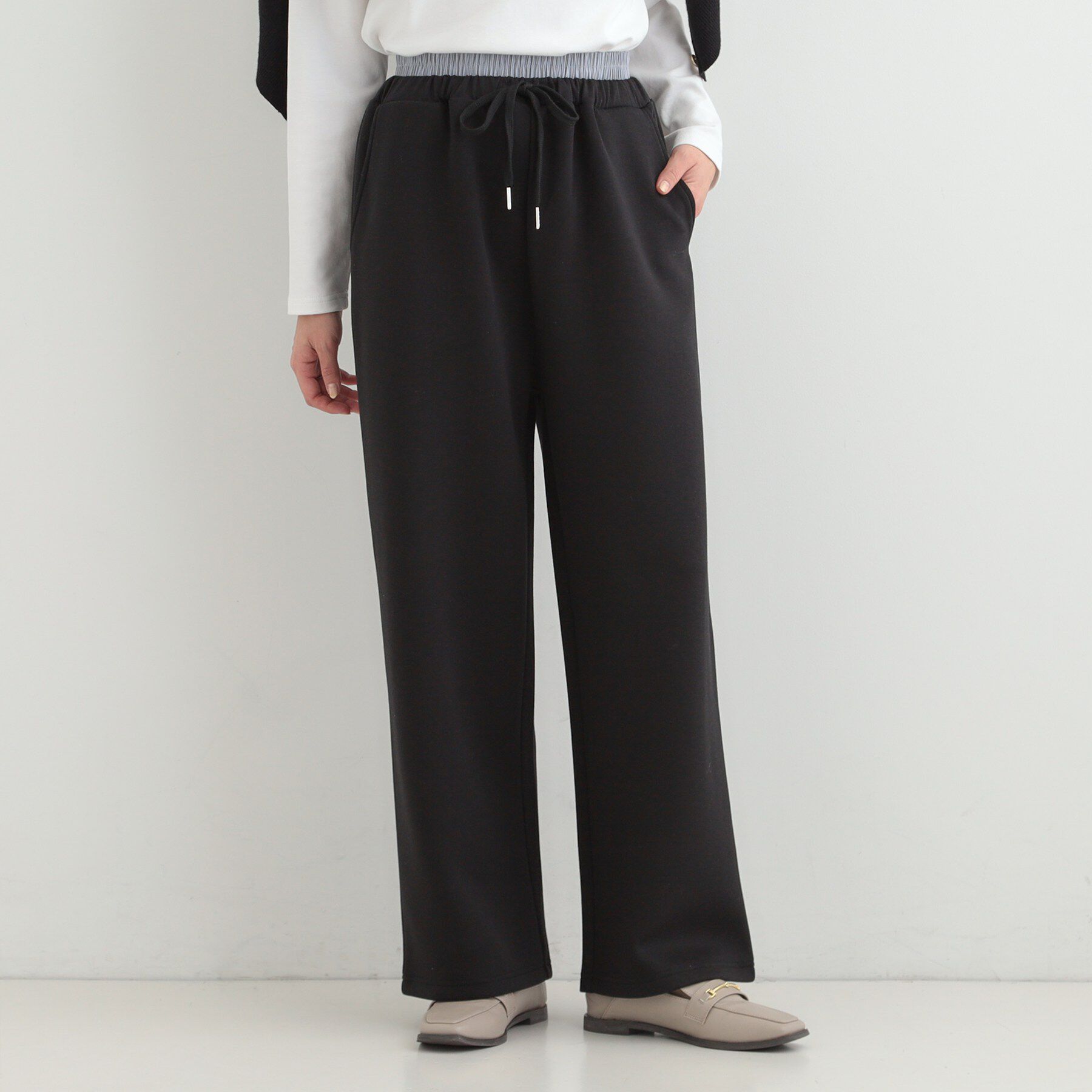 SHOO･LA･RUE「【セットアップ可/S-LL/なめらかタッチ】ダブルウエスト レイヤードパンツ」|その他|