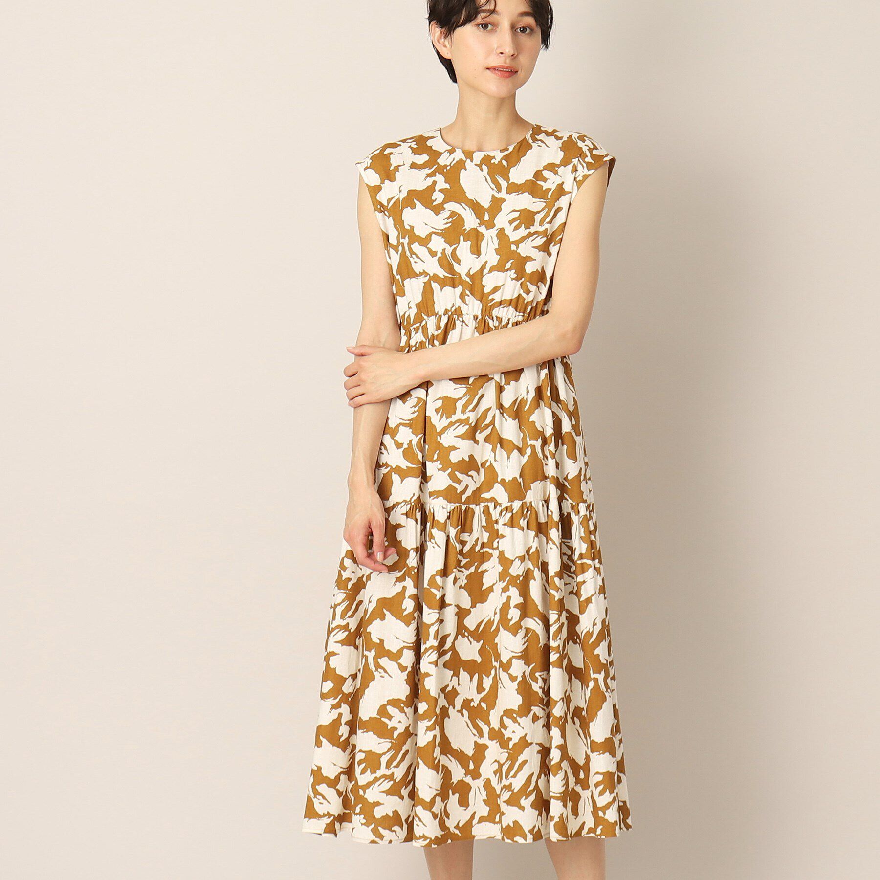Dessin「プリントティアードワンピース」|ワンピース|キャメルブラウン(1