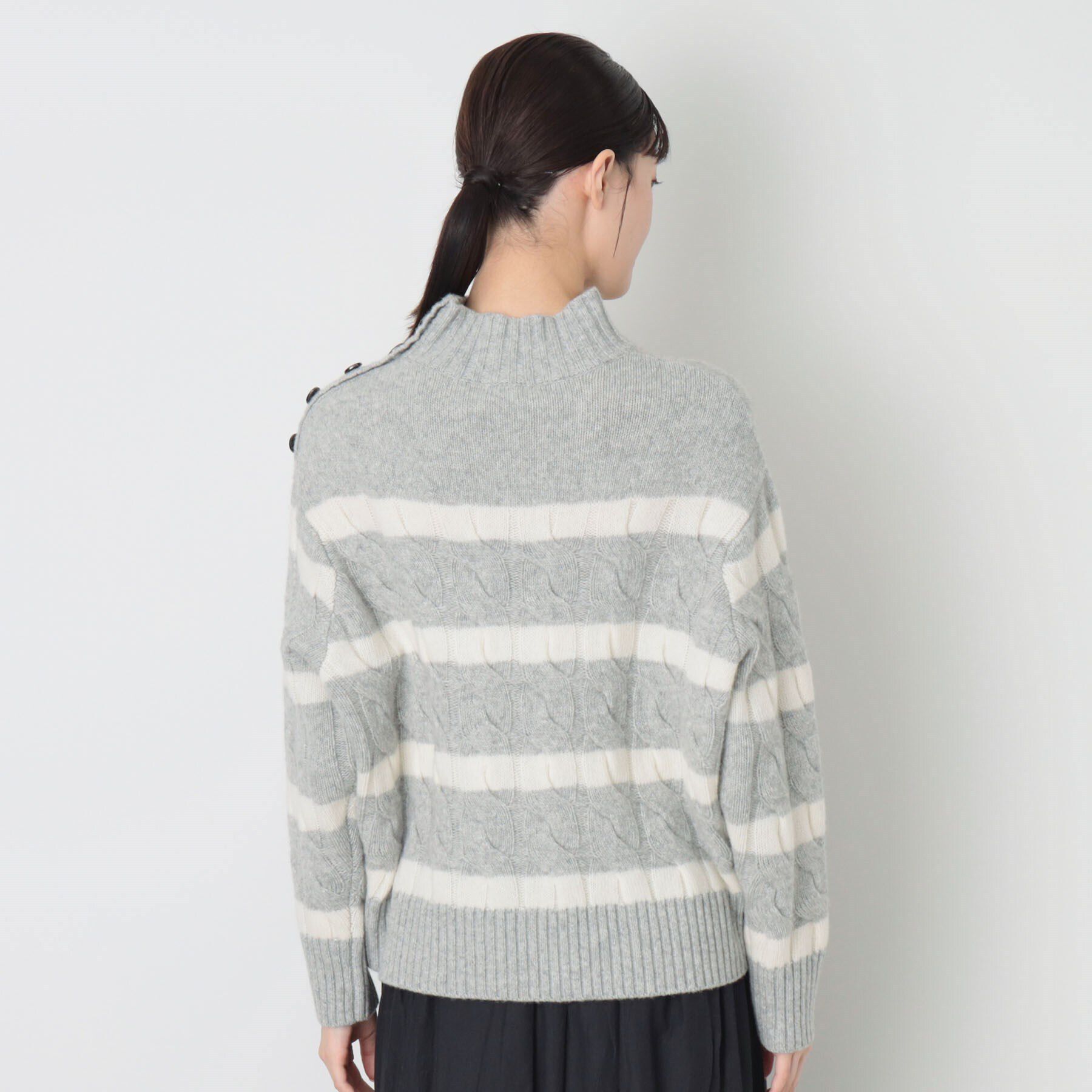 Dessin「【ハミルトンラムズウール・洗える】ケーブルボーダーニット（XS～L）」|ニット・セーター|