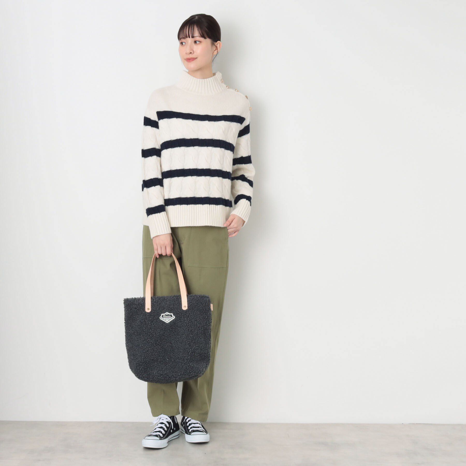 Dessin「【ハミルトンラムズウール・洗える】ケーブルボーダーニット（XS～L）」|ニット・セーター|