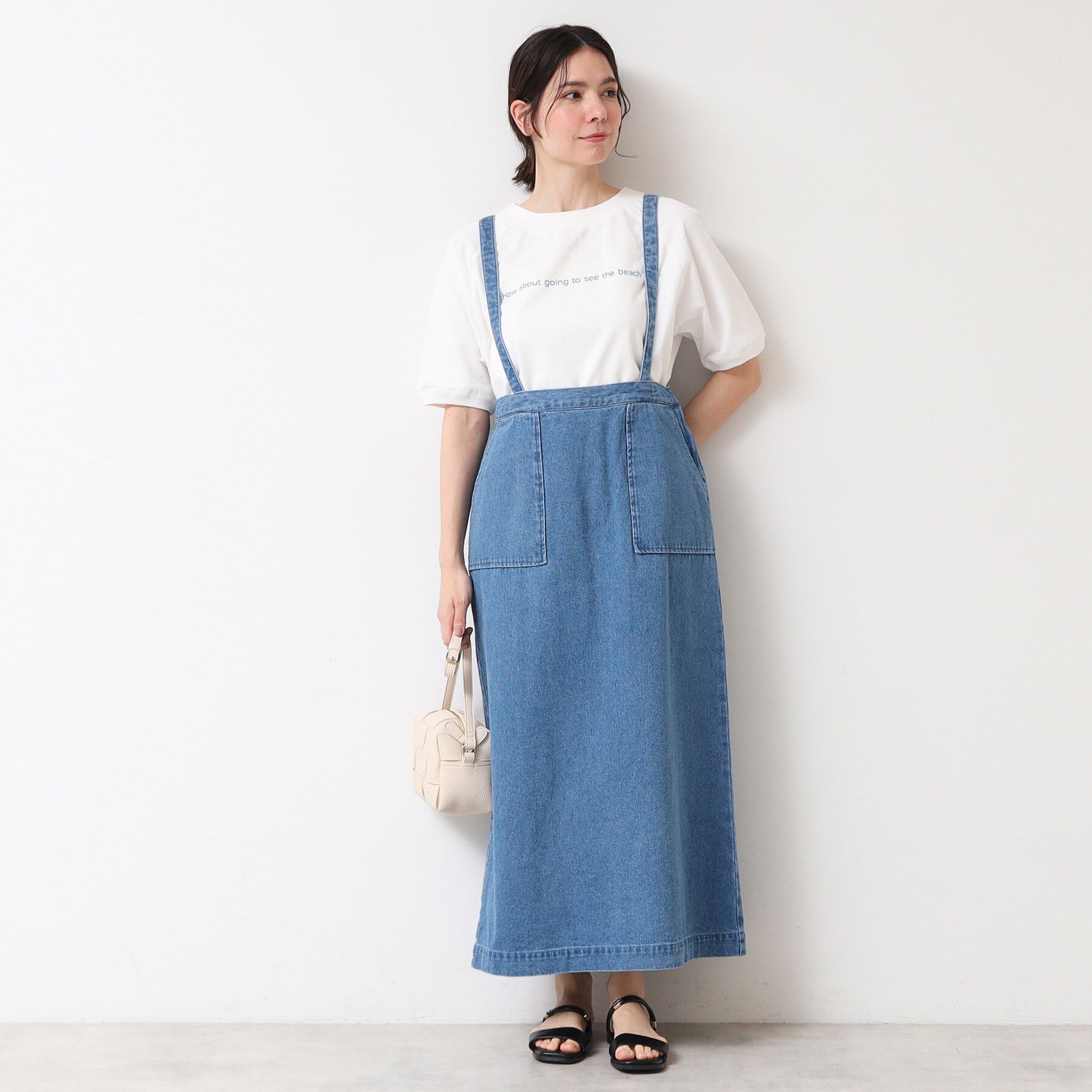 Dessin「【洗える・後ろゴム】サスペンダー付デニムスカート（S～L）」|スカート|