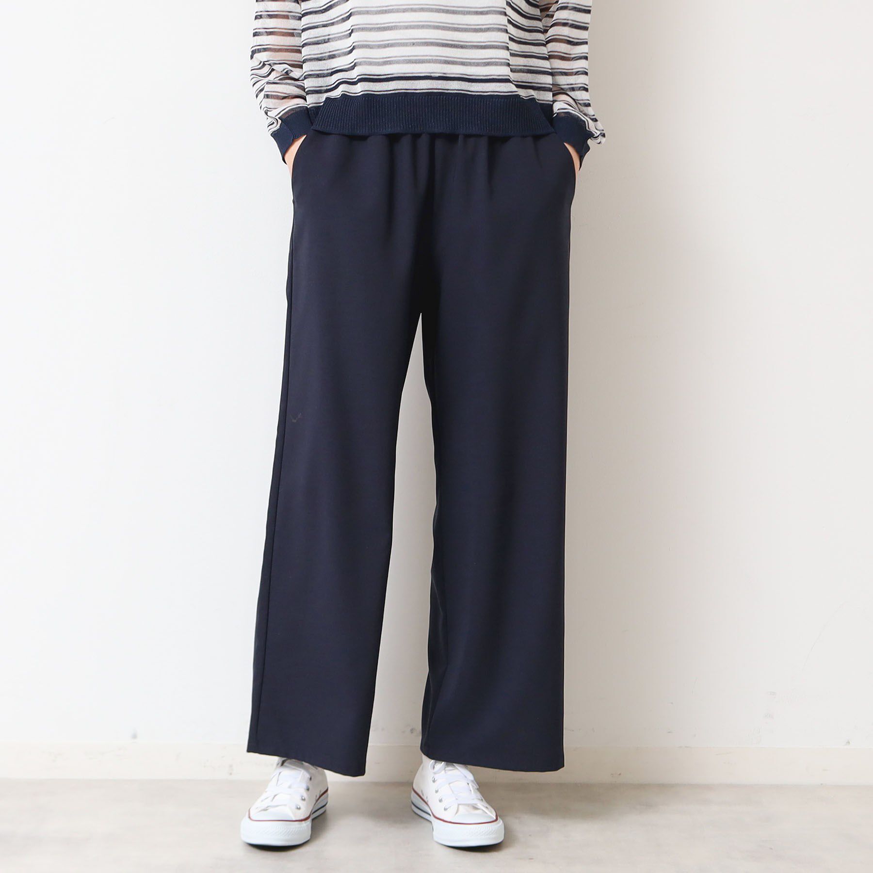 Dessin「【ウエストゴム・洗える】ドロストリラックスパンツ（XS～L）」|その他|ネイビー(094)