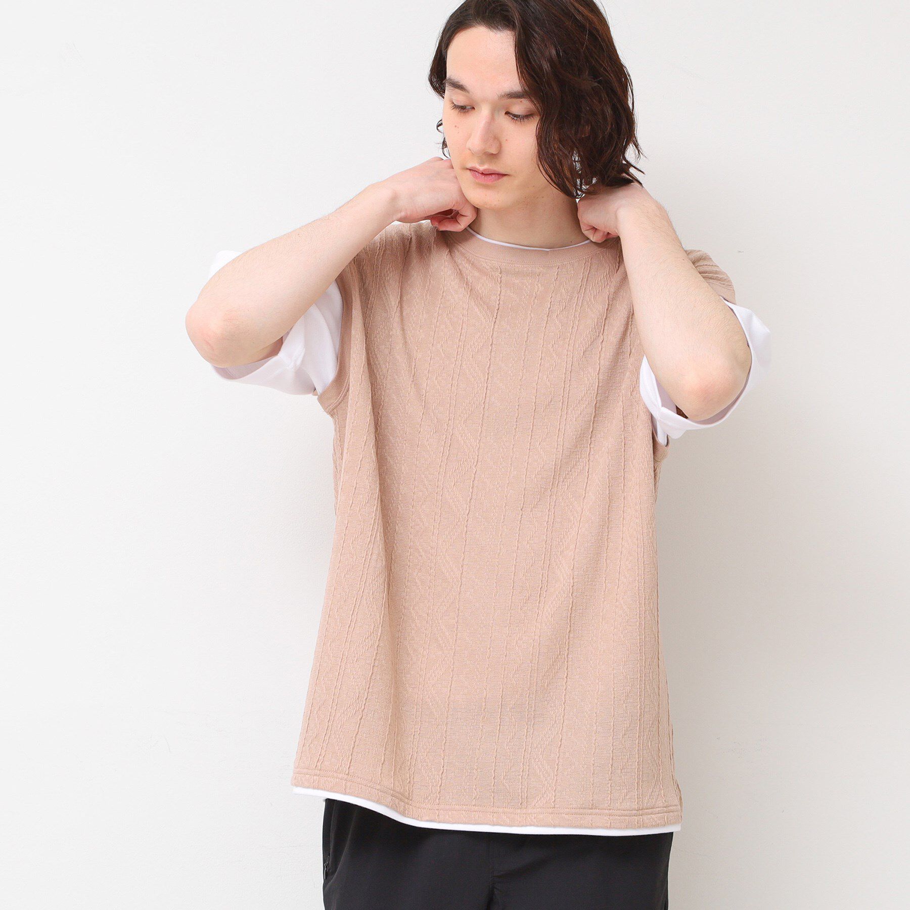 Dessin「【洗える】ベストレイヤードライクTシャツ」|Tシャツ・カットソー|ベージュ(052)