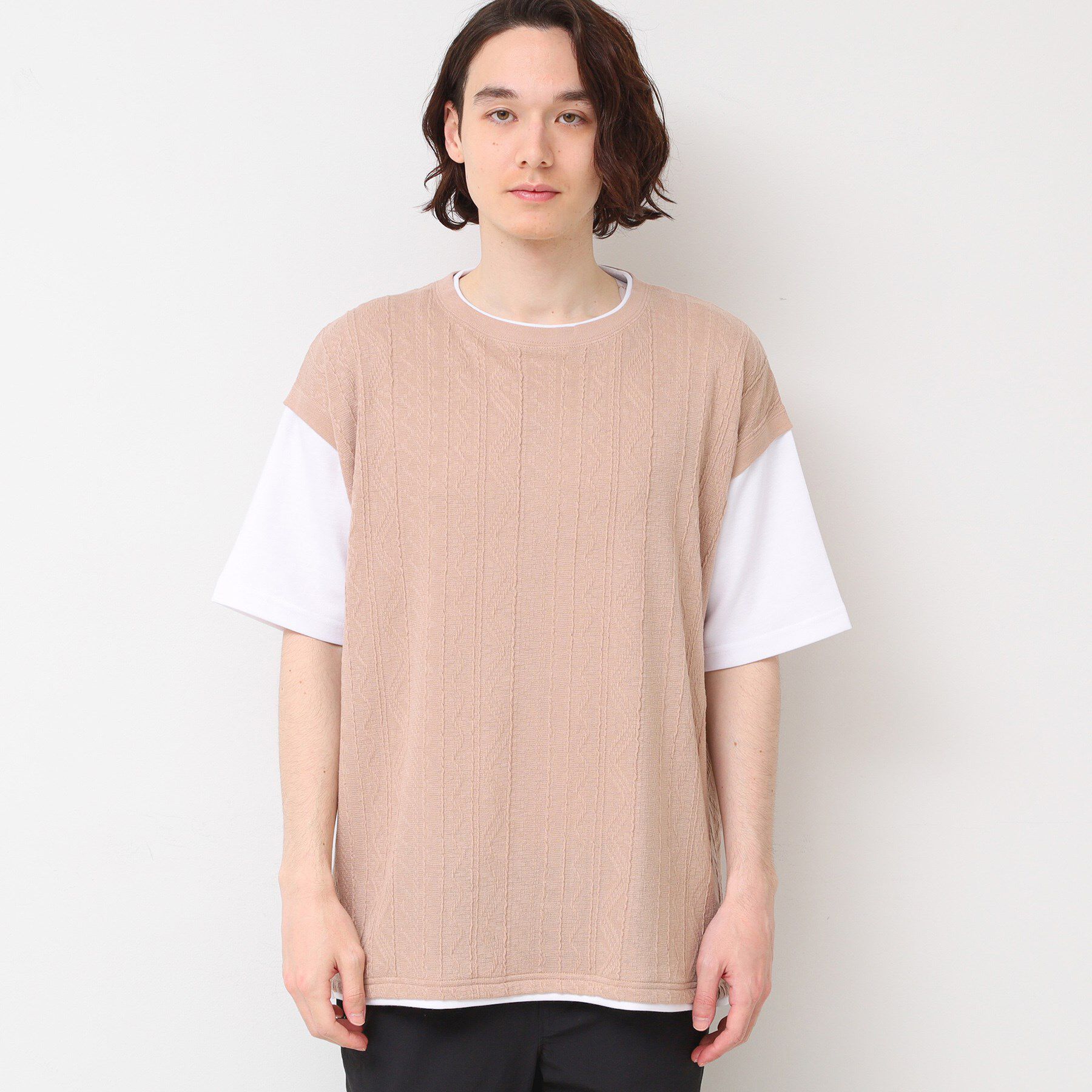 Dessin「【洗える】ベストレイヤードライクTシャツ」|Tシャツ・カットソー|