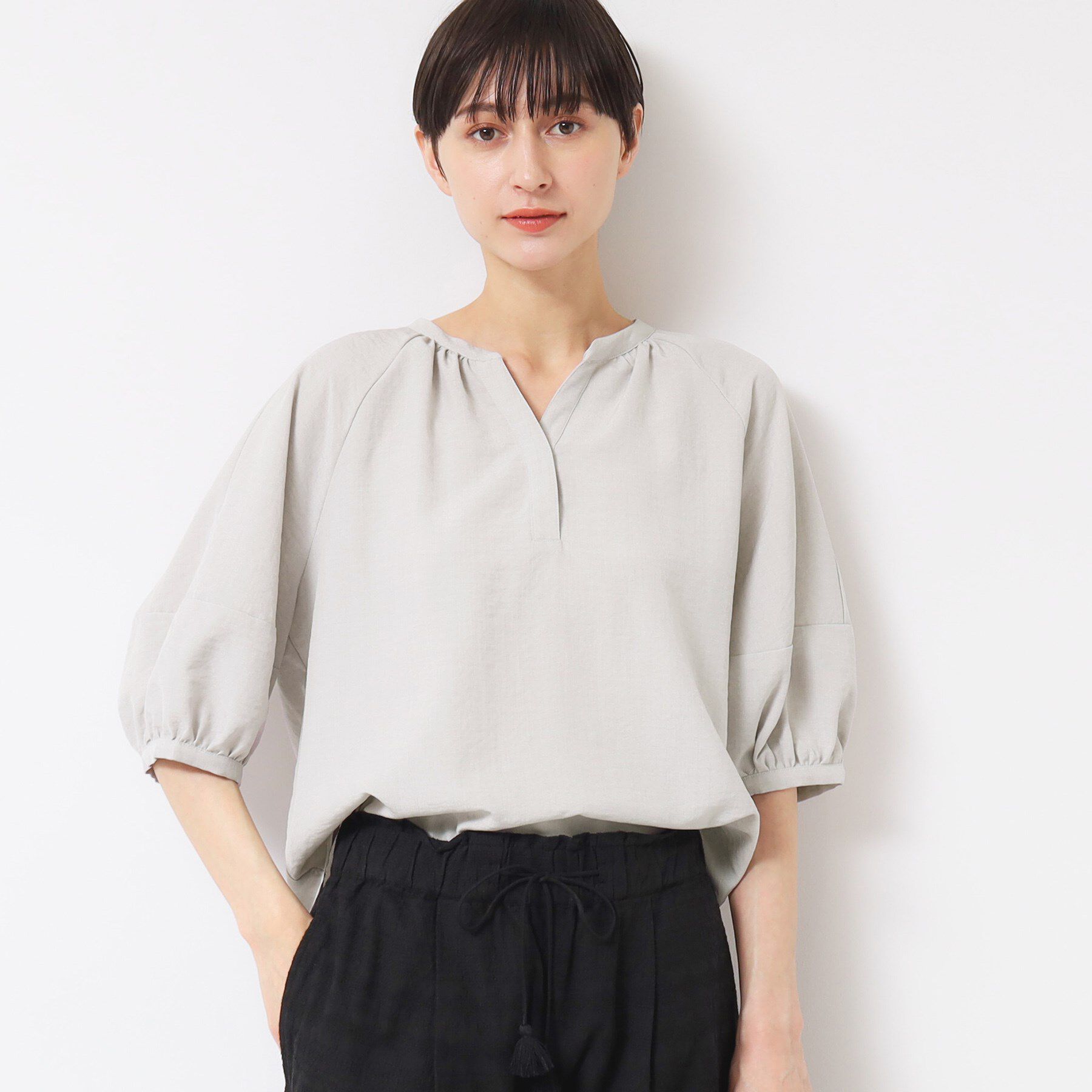 Dessin「【洗える】スキッパ―五分袖ブラウス（XS～L）」|シャツ・ブラウス|