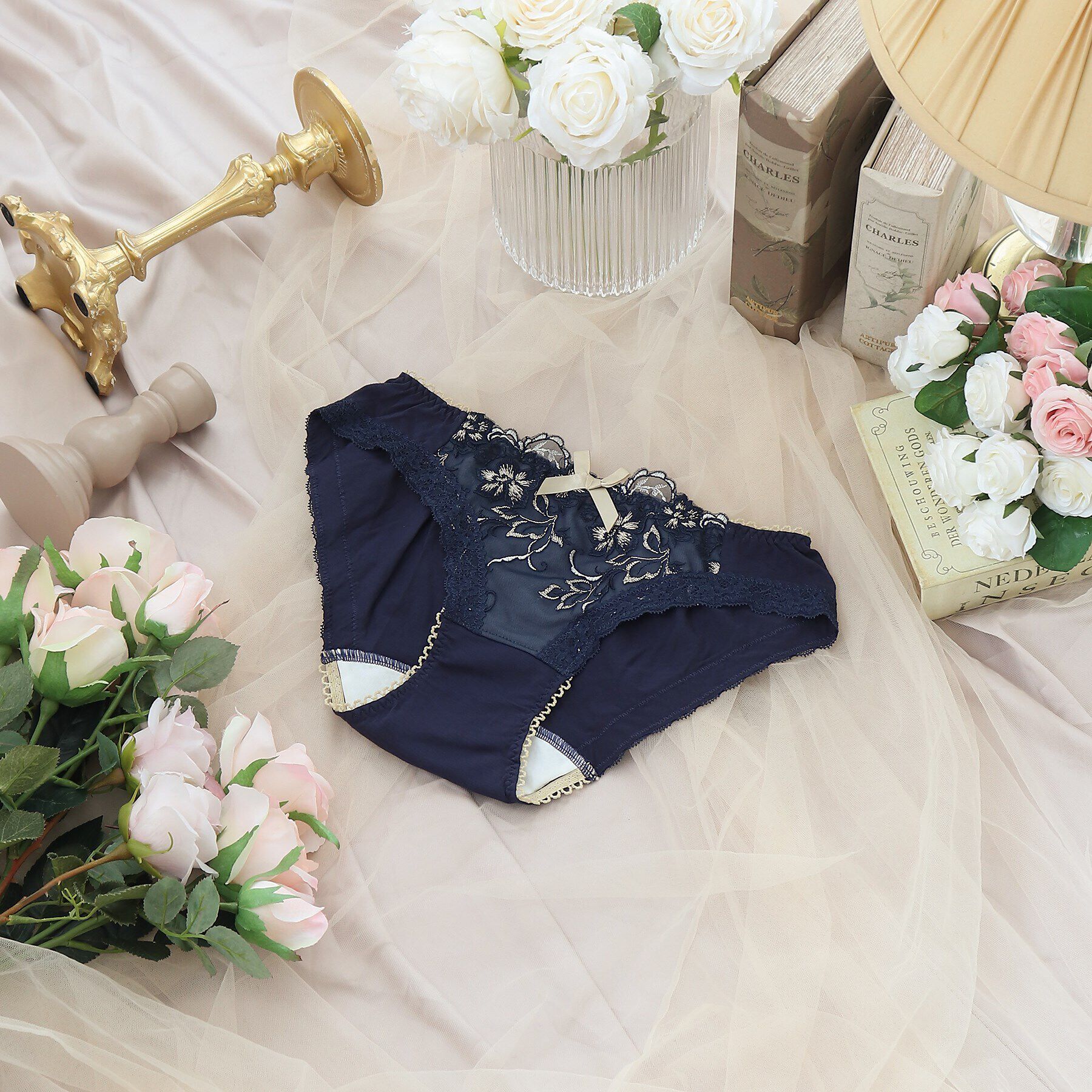 Risa Magli「マリカ サニタリーショーツ」|インナー|ネイビー(093)