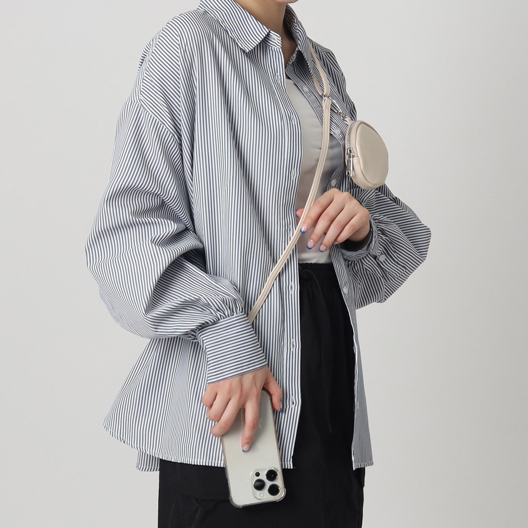 Grandedge「丸ポーチ付き合皮スマホショルダー」|ストラップ|