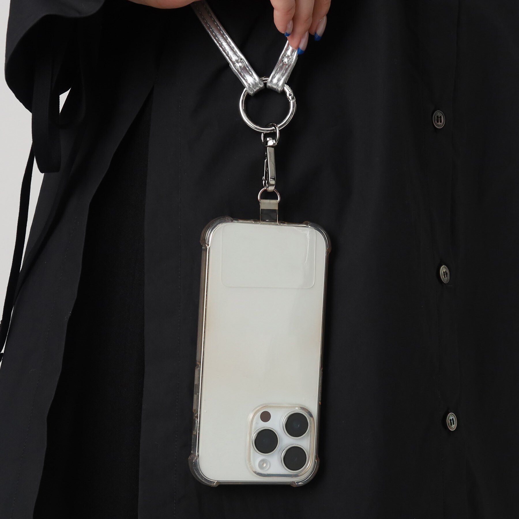 Grandedge「丸ポーチ付き合皮スマホショルダー」|ストラップ|