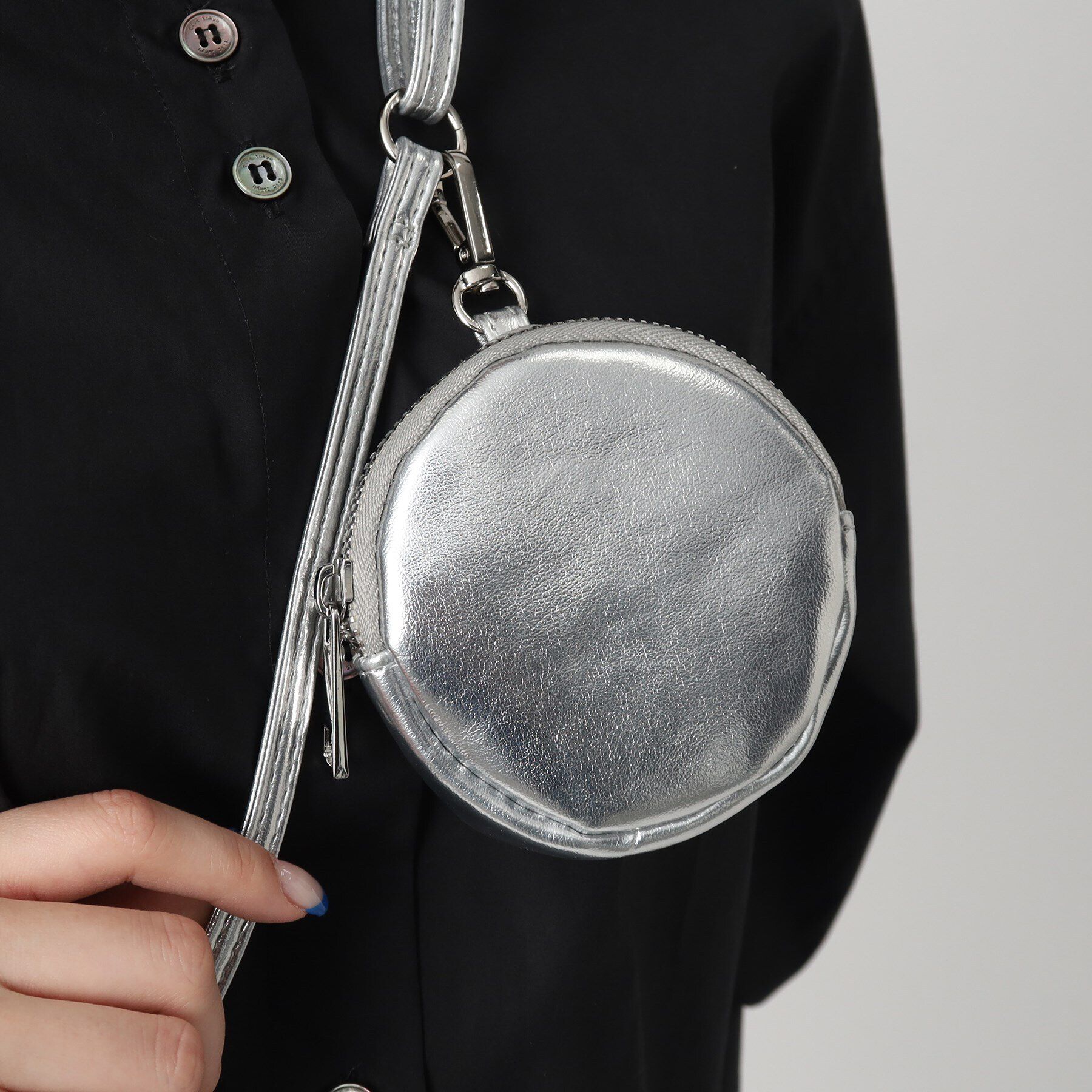 Grandedge「丸ポーチ付き合皮スマホショルダー」|ストラップ|