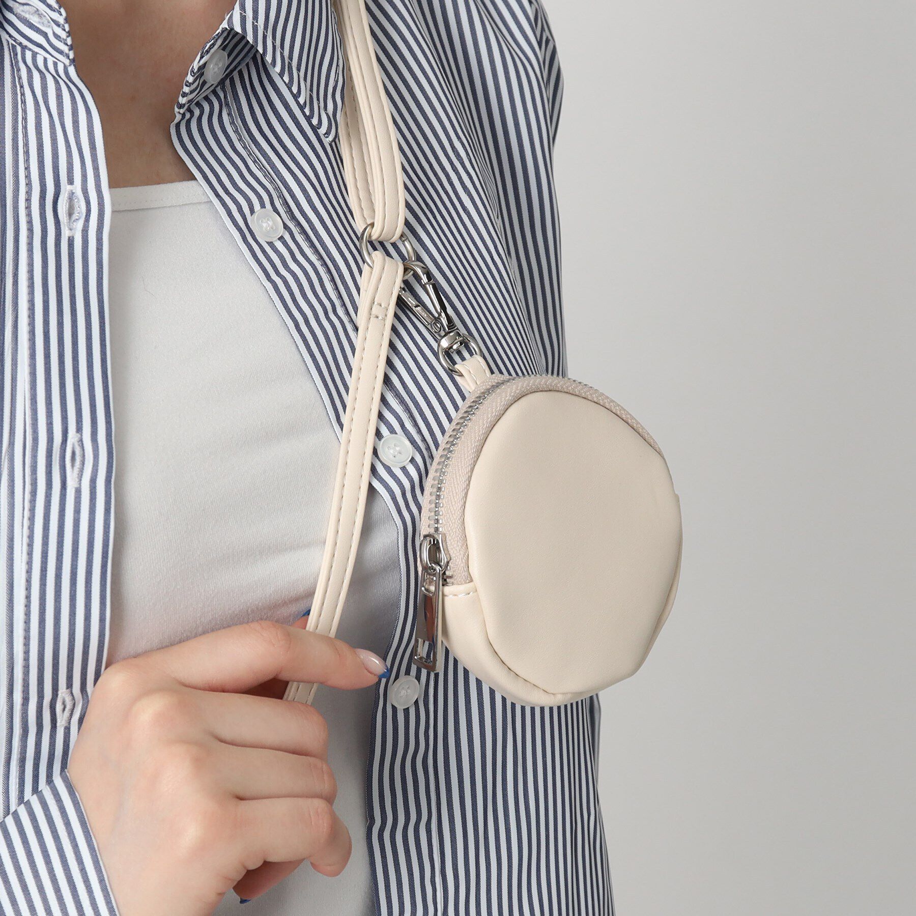 Grandedge「丸ポーチ付き合皮スマホショルダー」|ストラップ|