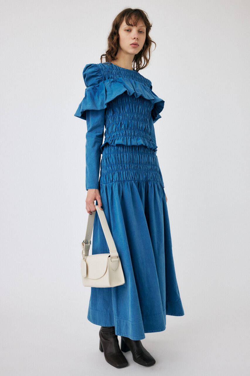 MOUSSY「SHIRRING GATHER ドレス」|ワンピース|