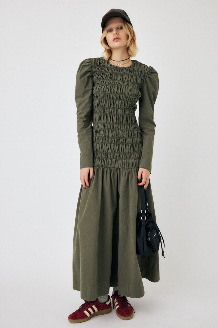 MOUSSY「SHIRRING GATHER ドレス」|ワンピース|