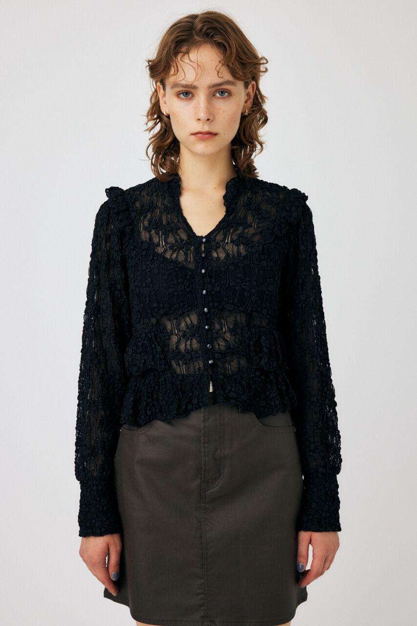 MOUSSY「RUFFLE LACY CUT ブラウス」|Tシャツ・カットソー|