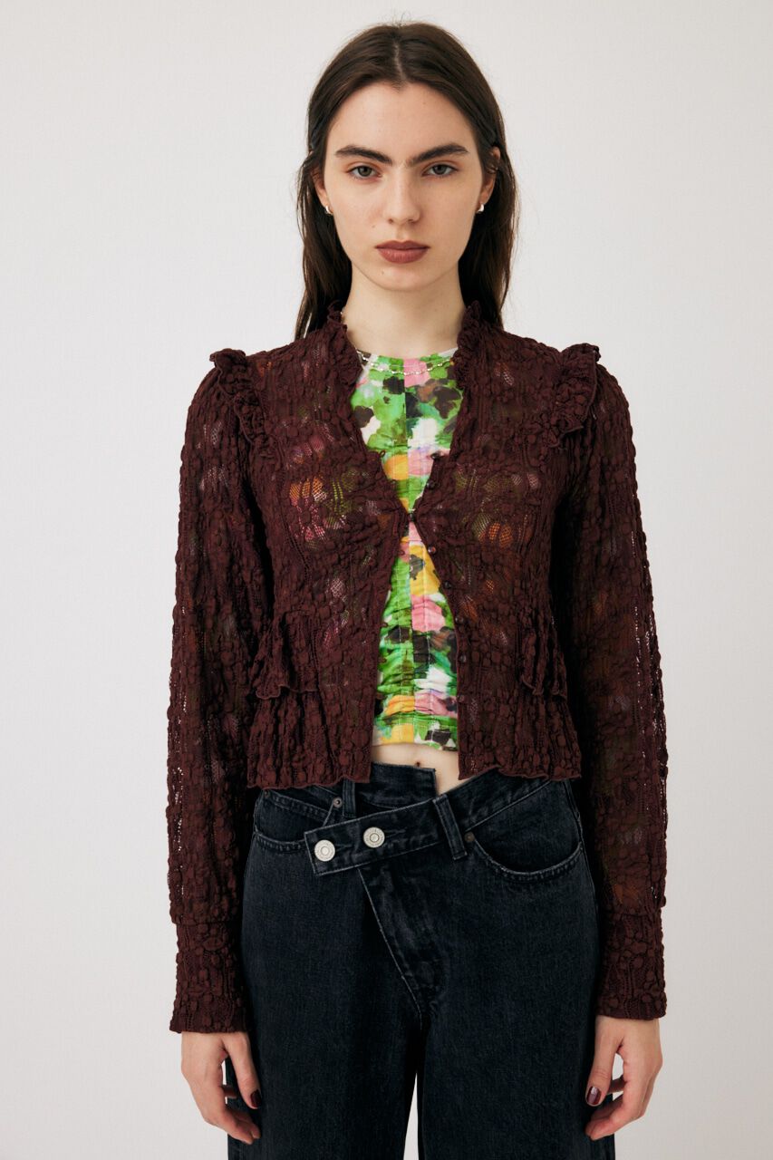 MOUSSY「RUFFLE LACY CUT ブラウス」|Tシャツ・カットソー|BRN