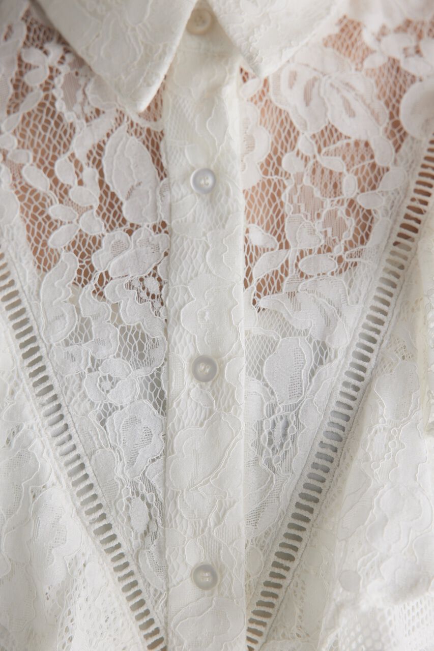 rienda「メッシュレースコンビフリルBLS」|シャツ・ブラウス|