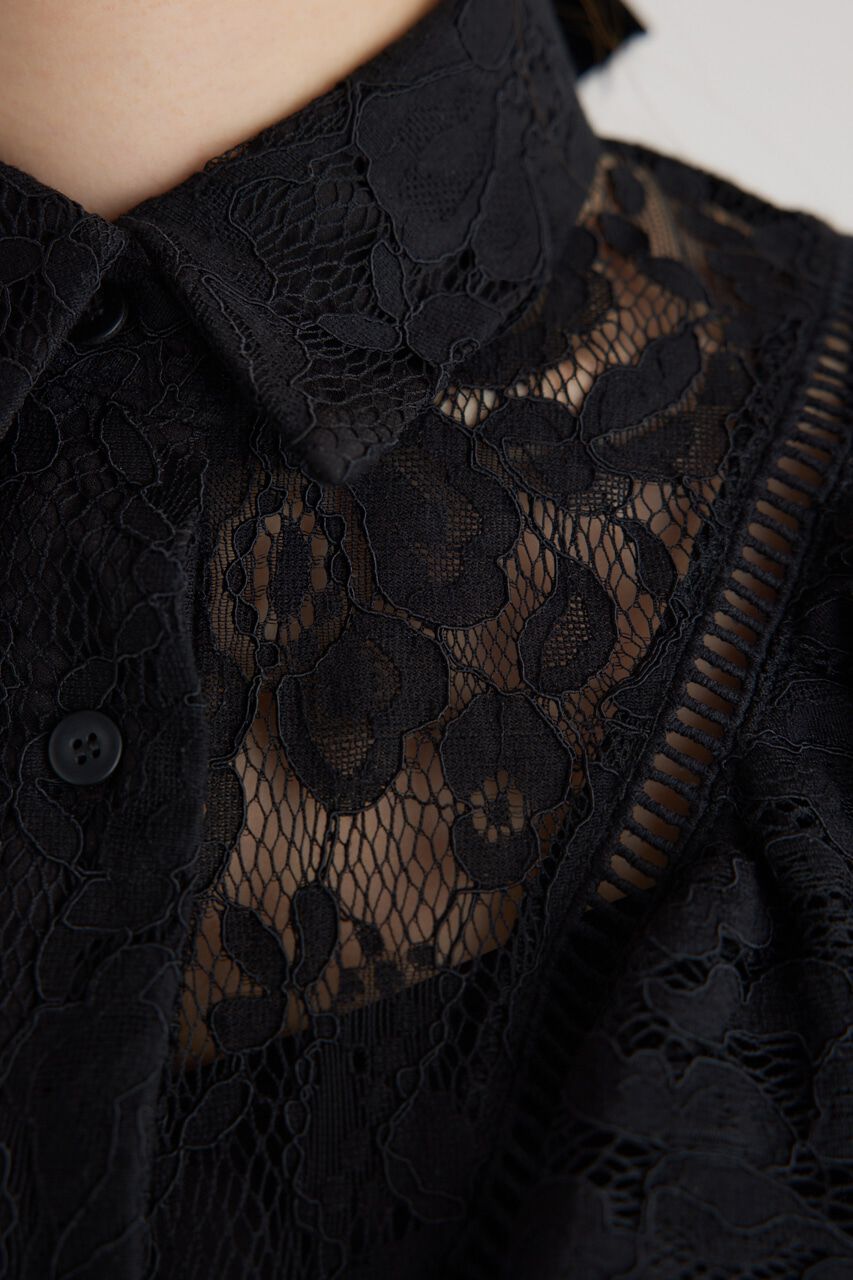 rienda「メッシュレースコンビフリルBLS」|シャツ・ブラウス|