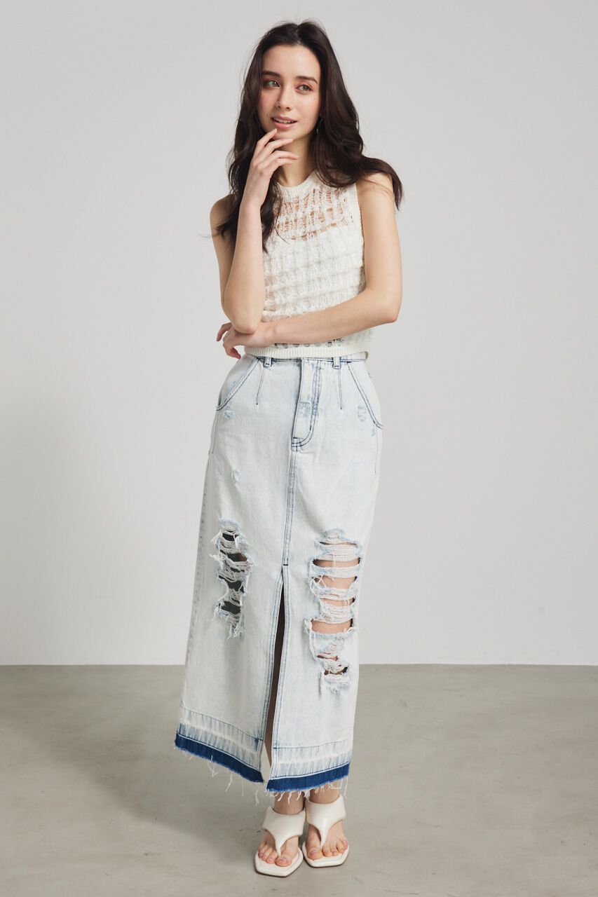 rienda「メッシュヤーンKnit TOP」|タンクトップ|