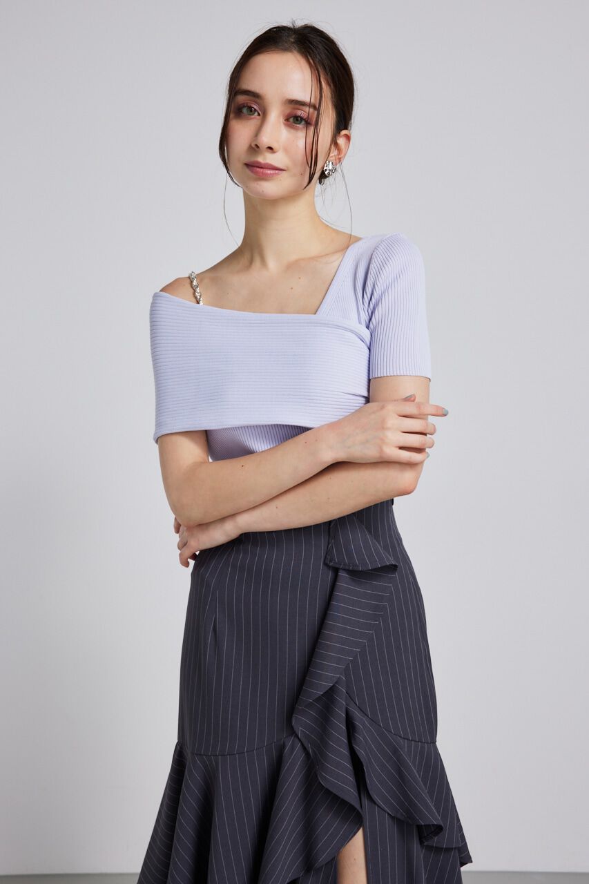 rienda「アシンメトリーショルダーKnit TOP」|ニット・セーター|L/PUR1