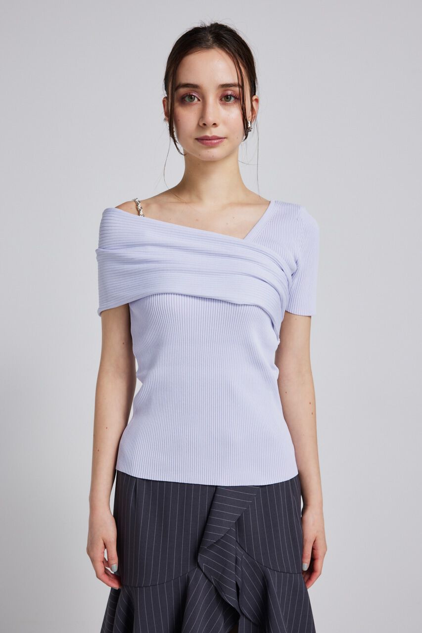 rienda「アシンメトリーショルダーKnit TOP」|ニット・セーター|