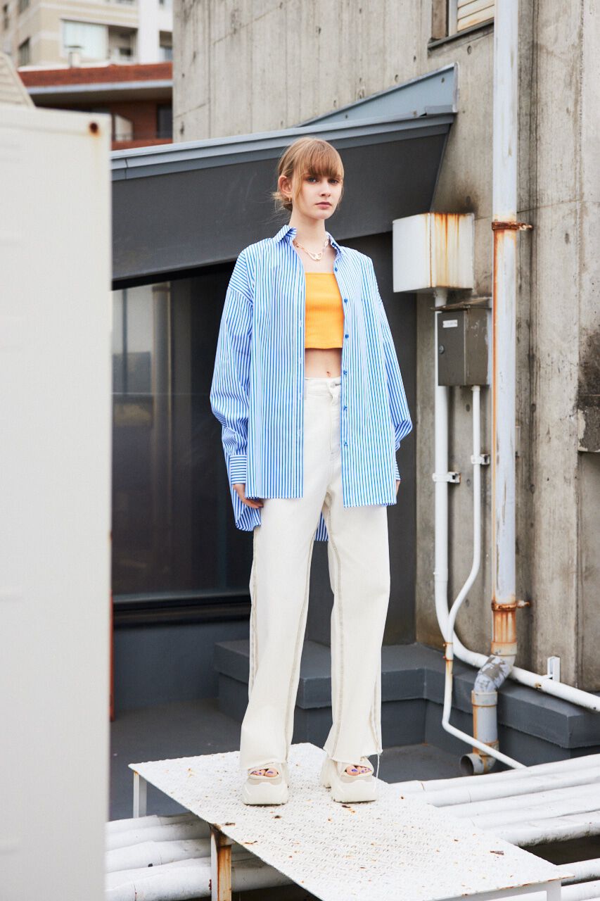 SLY「LOOSE OVER ARMSLIT STRIPE シャツ」|シャツ・ブラウス|