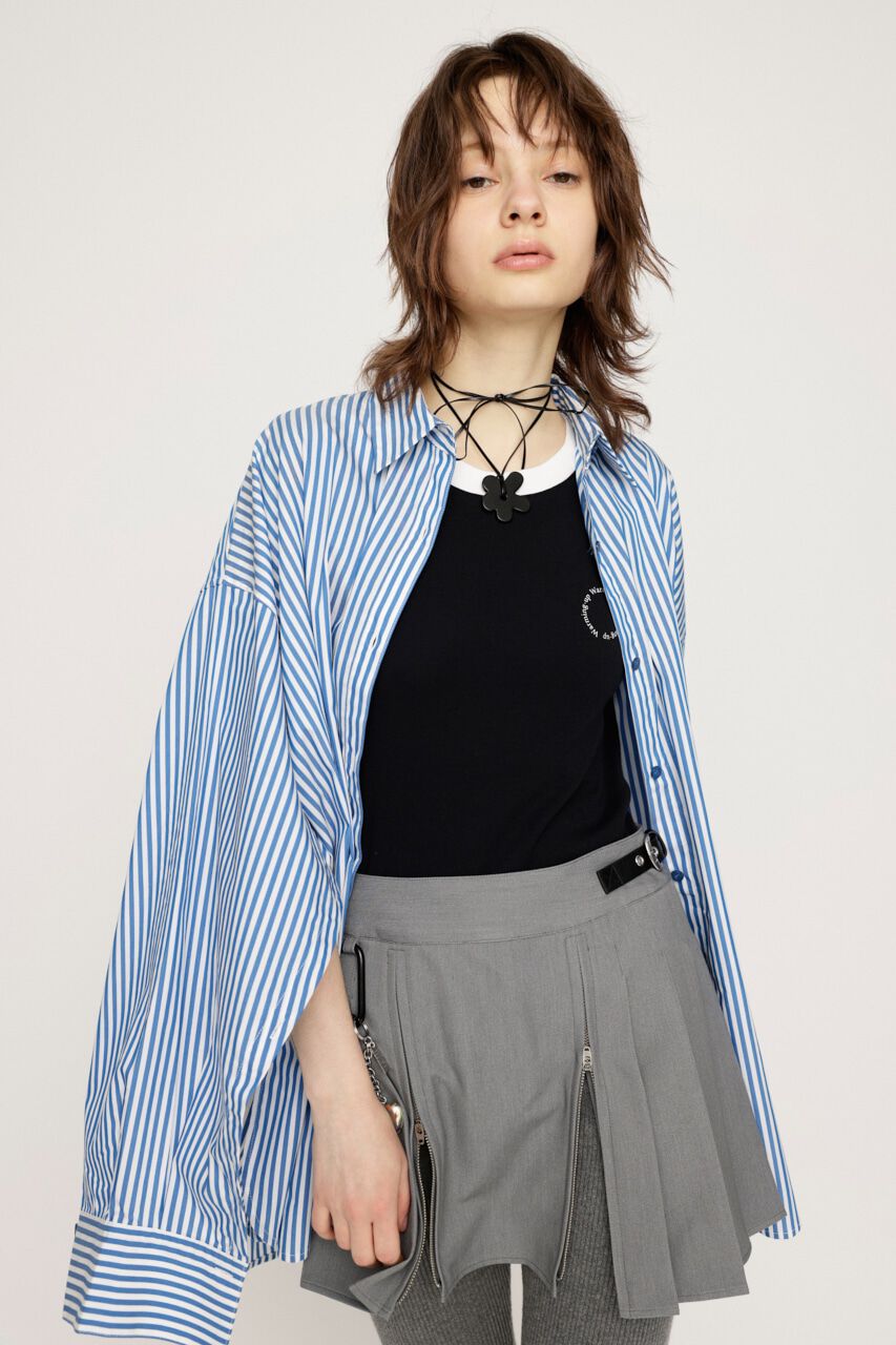 SLY「LOOSE OVER ARMSLIT STRIPE シャツ」|シャツ・ブラウス|