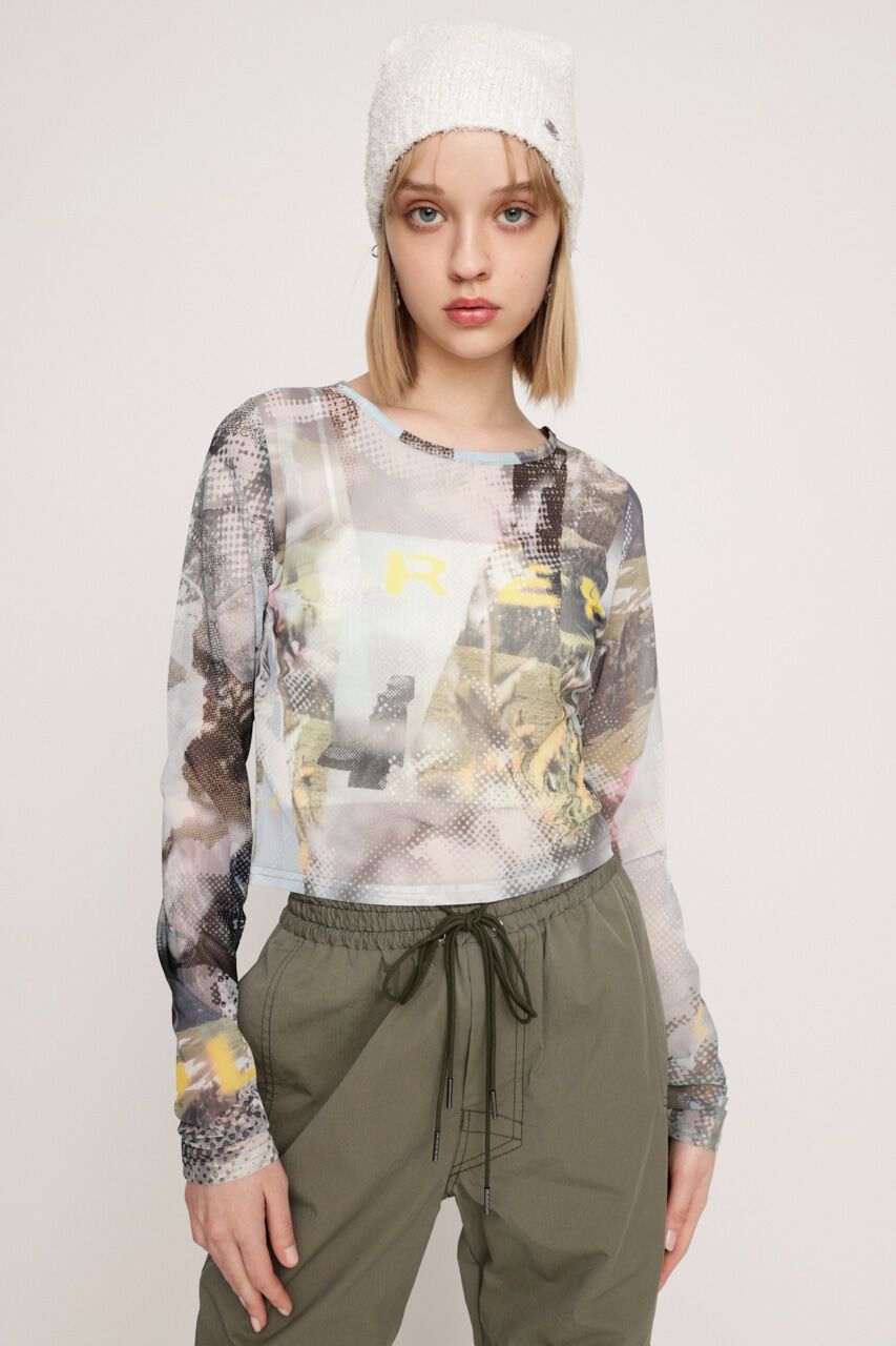 SLY「GRAPHICAL SHEER トップス」|Tシャツ・カットソー|