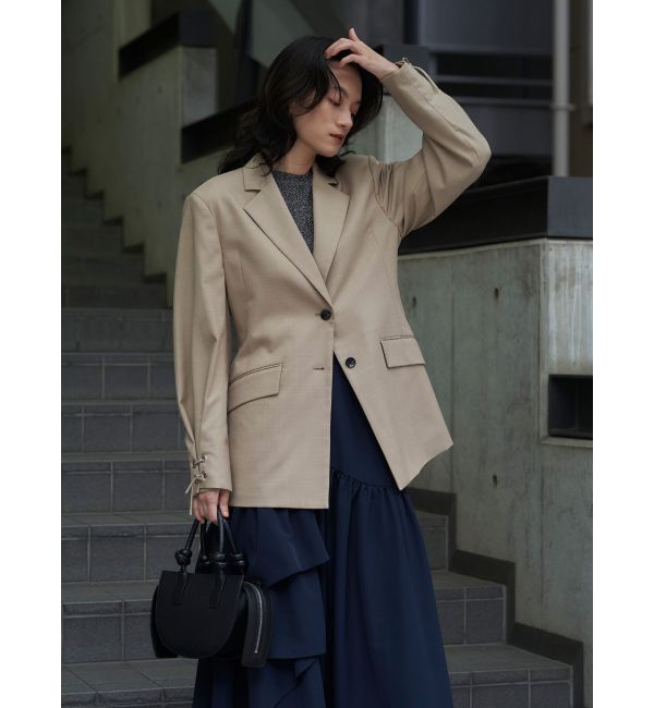 ELENDEEK「LACE UP SLEEVE JK」|テーラードジャケット|ベージュ