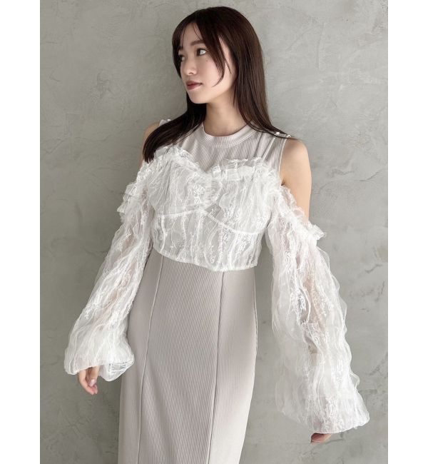 dazzlin「コルセットチュールビスチェ付カットワンピース」|ワンピース|