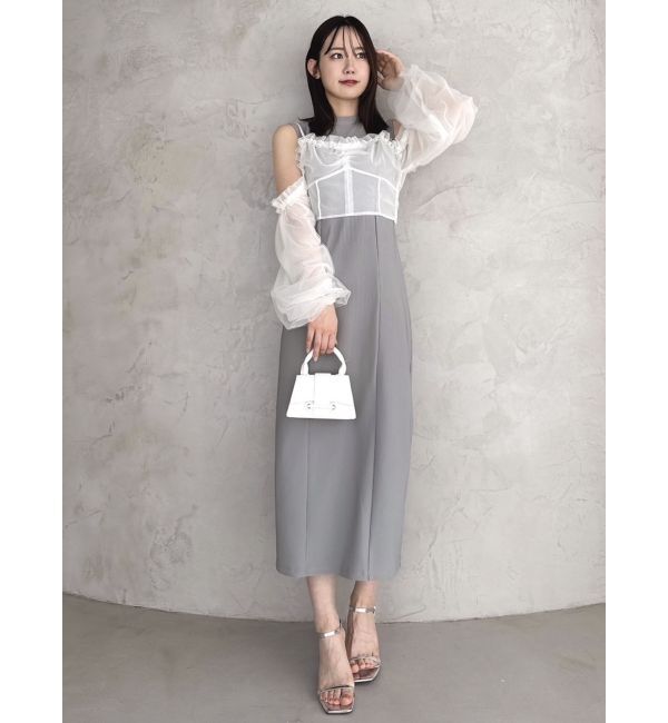dazzlin「コルセットチュールビスチェ付カットワンピース」|ワンピース|