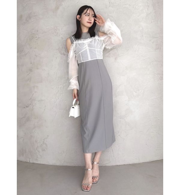 dazzlin「コルセットチュールビスチェ付カットワンピース」|ワンピース|