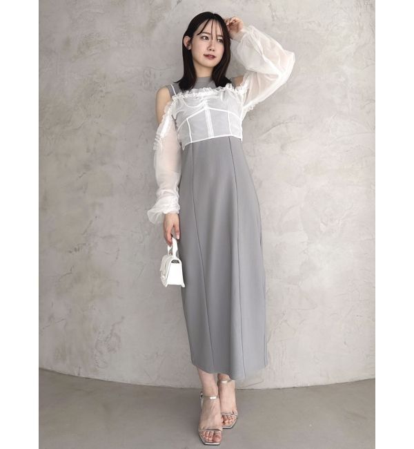 dazzlin「コルセットチュールビスチェ付カットワンピース」|ワンピース|