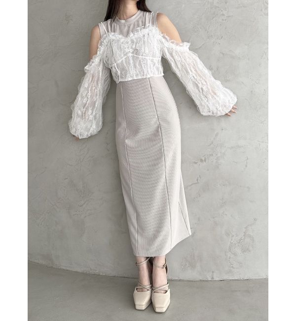 dazzlin「コルセットチュールビスチェ付カットワンピース」|ワンピース|