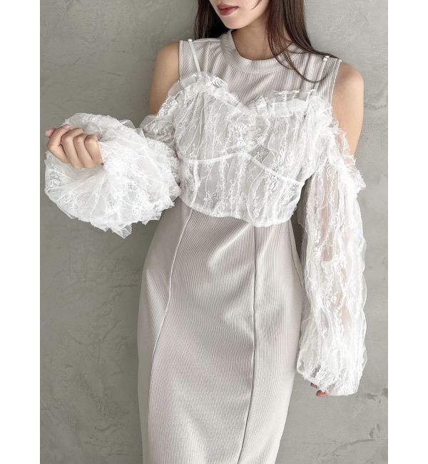 dazzlin「コルセットチュールビスチェ付カットワンピース」|ワンピース|