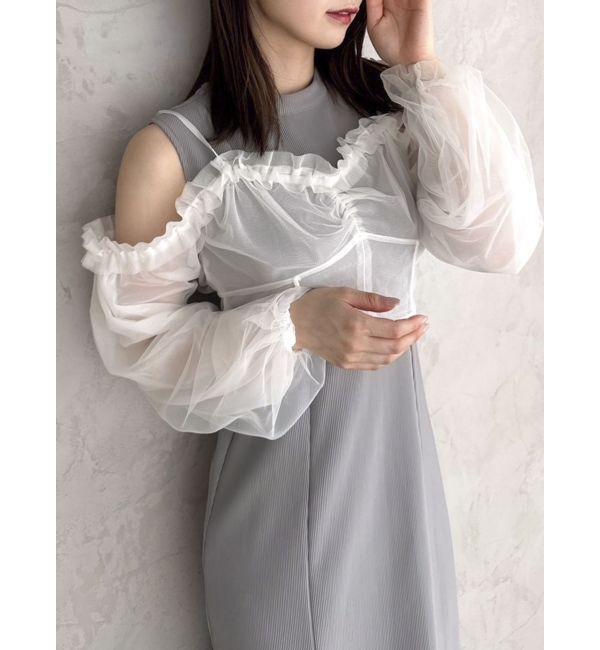 dazzlin「コルセットチュールビスチェ付カットワンピース」|ワンピース|グレー