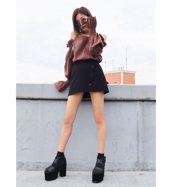 EMODA「ラインボタンミニスカート」|スカート|