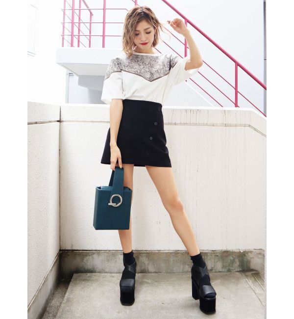 EMODA「ラインボタンミニスカート」|スカート|