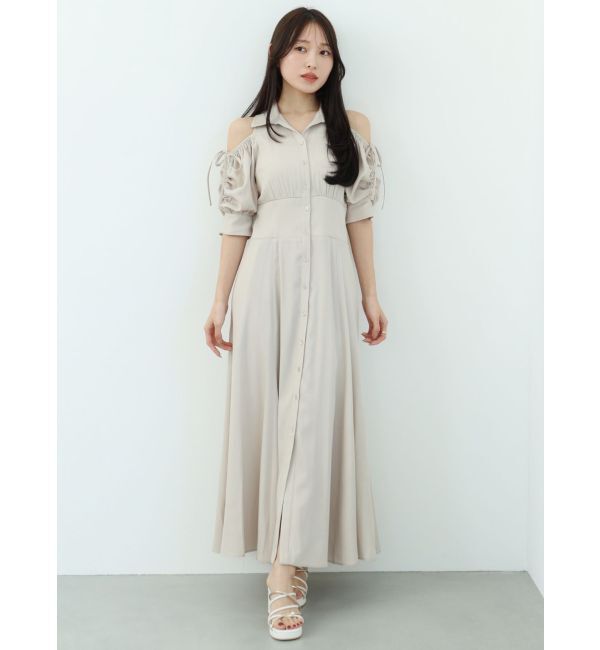 MERCURYDUO「オープンショルダーシャツワンピース」|ワンピース|