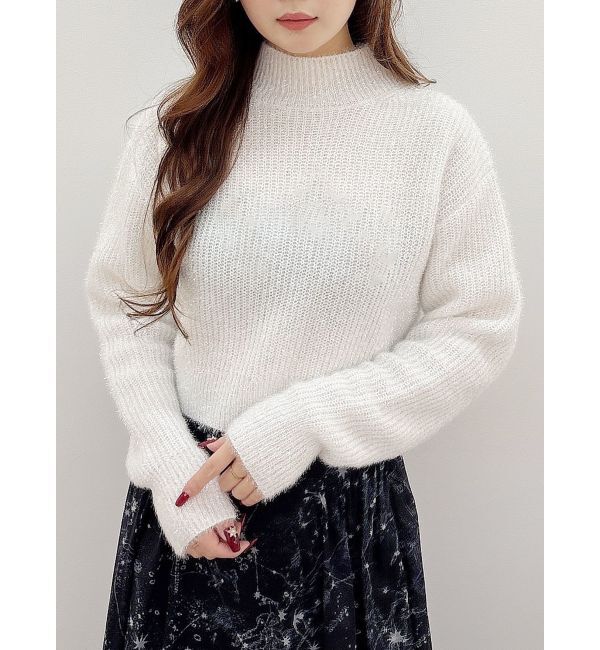 MERCURYDUO「フィルムシャギーボトルネックニット」|ニット・セーター|オフホワイト