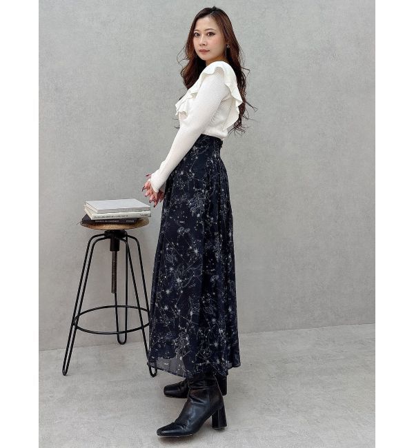 MERCURYDUO「星座モチーフプリントフレアスカート」|スカート|