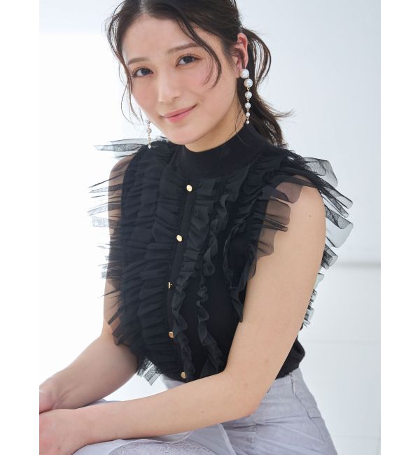 MERCURYDUO「チュールフリルニット」|ニット・セーター|ブラック