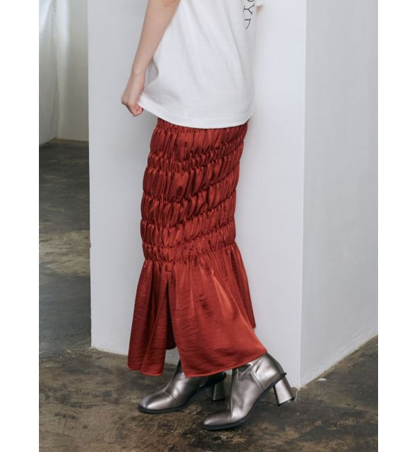 MURUA「シャーリングスカート」|スカート|オレンジ