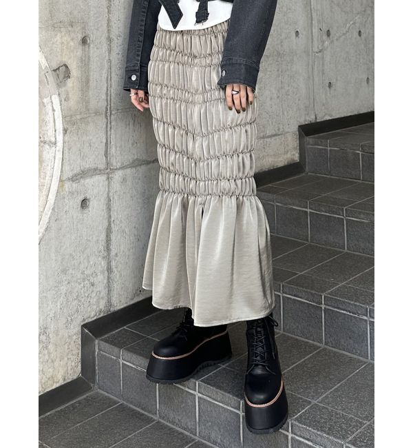 MURUA「シャーリングスカート」|スカート|カーキ